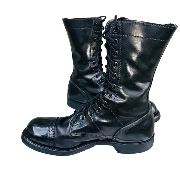 CORCORAN JUMP BOOTS 1500 8.5 Black Leather Cap Toe Paratrooper Vintage Military - Picture 5 of 13